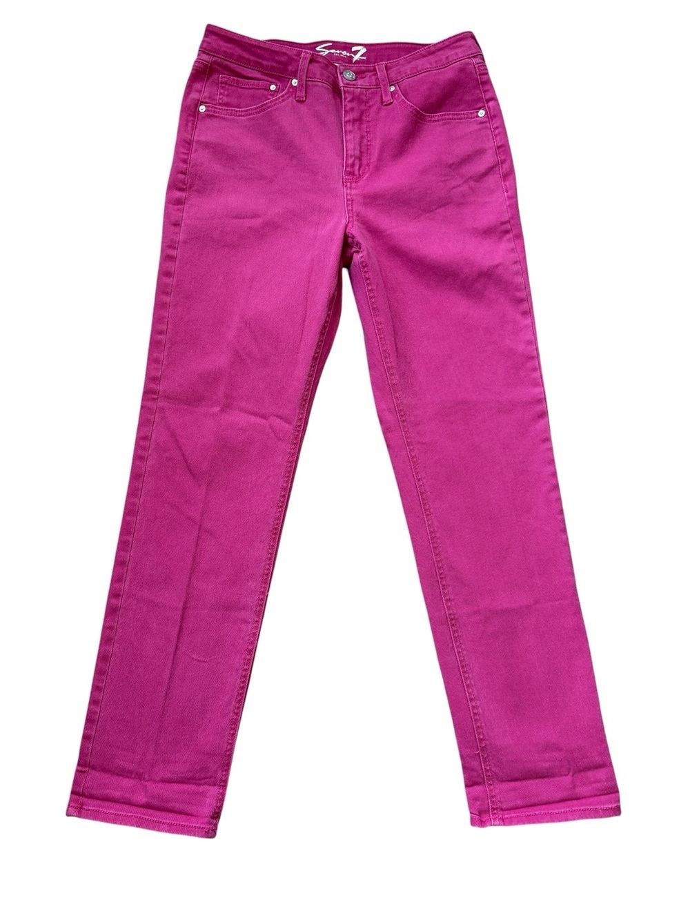 Seven7 Hot Pink Slim Straight Jeans Y2K Barbiecore Stretch Denim Size 4 Festival